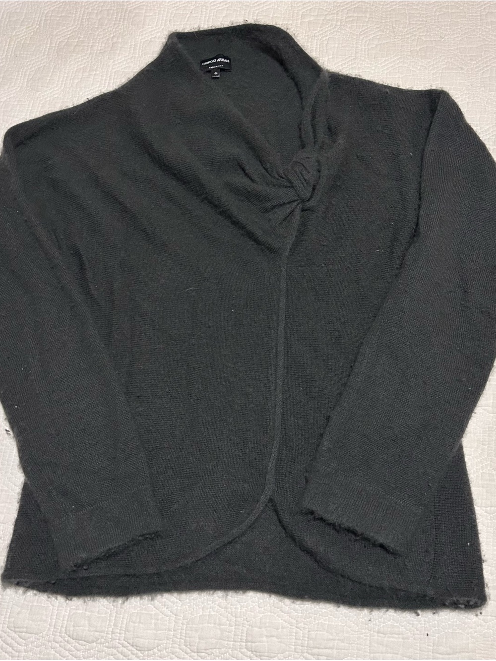 Giorgio Armani Charcoal Gray Cashmere Twist-Detail Sweater size 44 (US 8)
